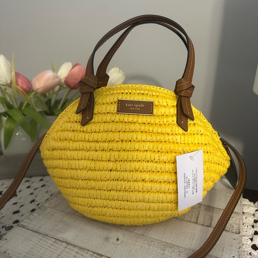 Nwt Kate spade lemon drop straw lemon crossbody bag - Picture 2 of 13